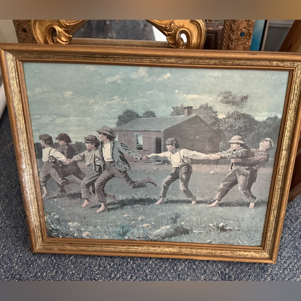 1919 Framed Winslow Homer's 'Snap the Whip' Depicting Children Playing 36 x 22